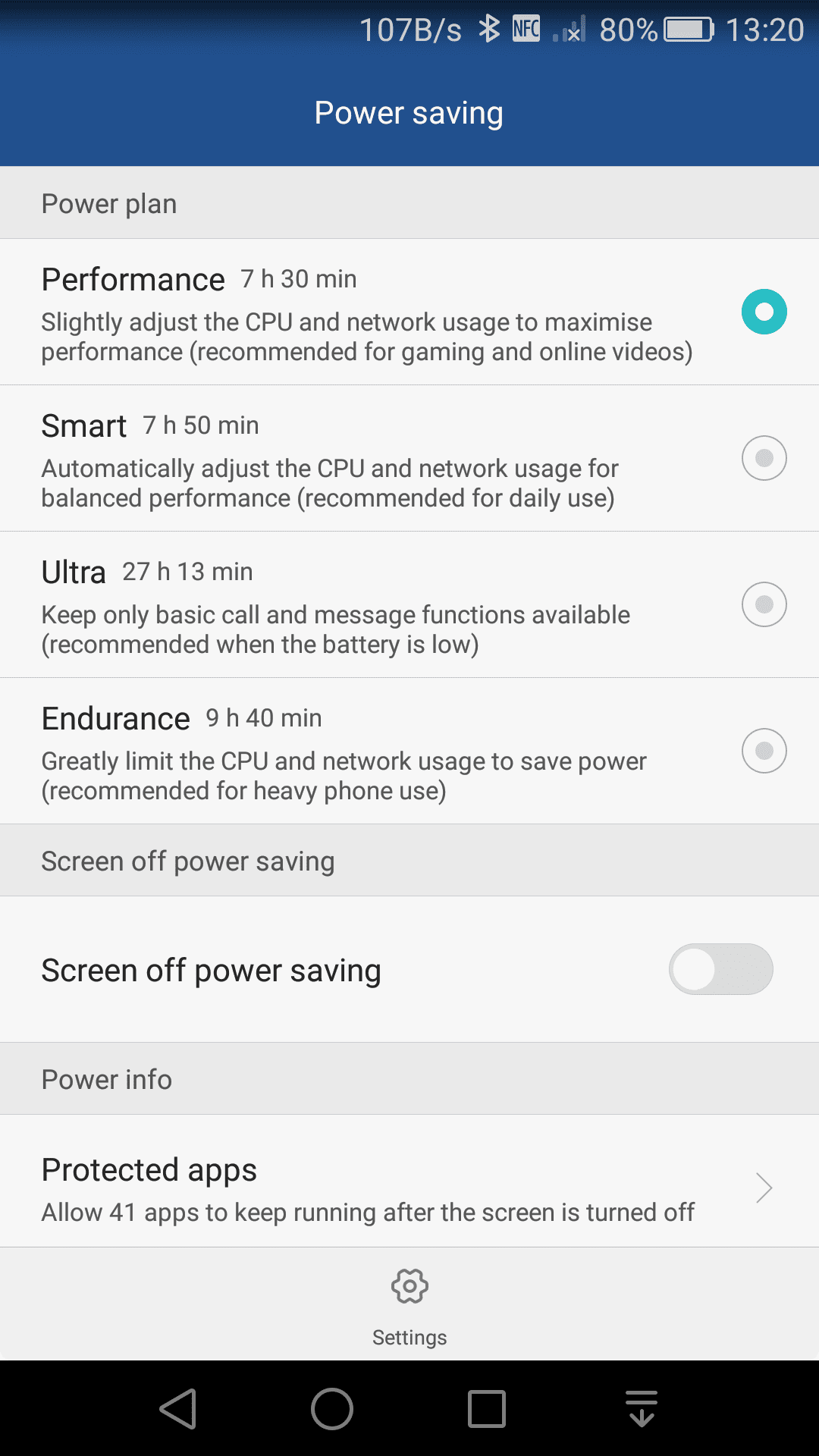 New power saving options - Endurance mode & Screen off power saving